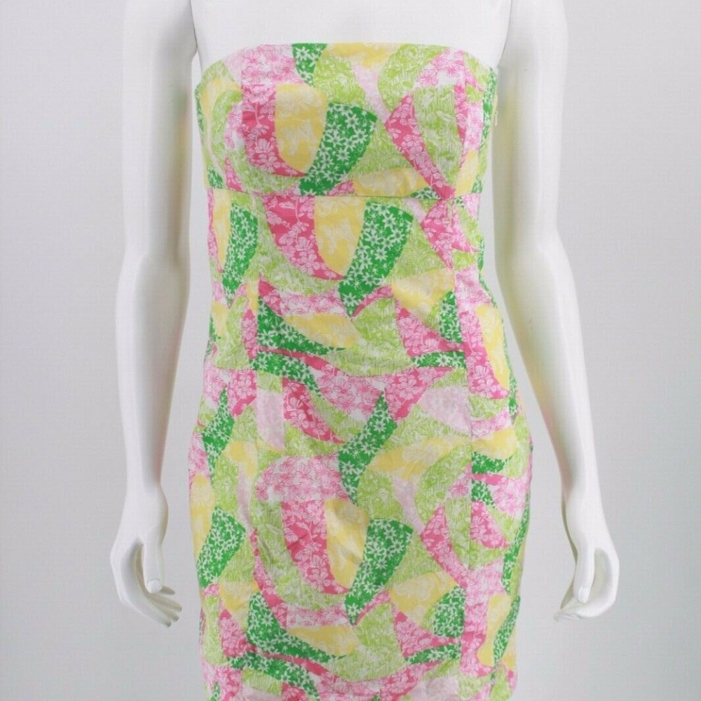 Lilly Pulitzer Dress Multi Wing Ding Strapless 6